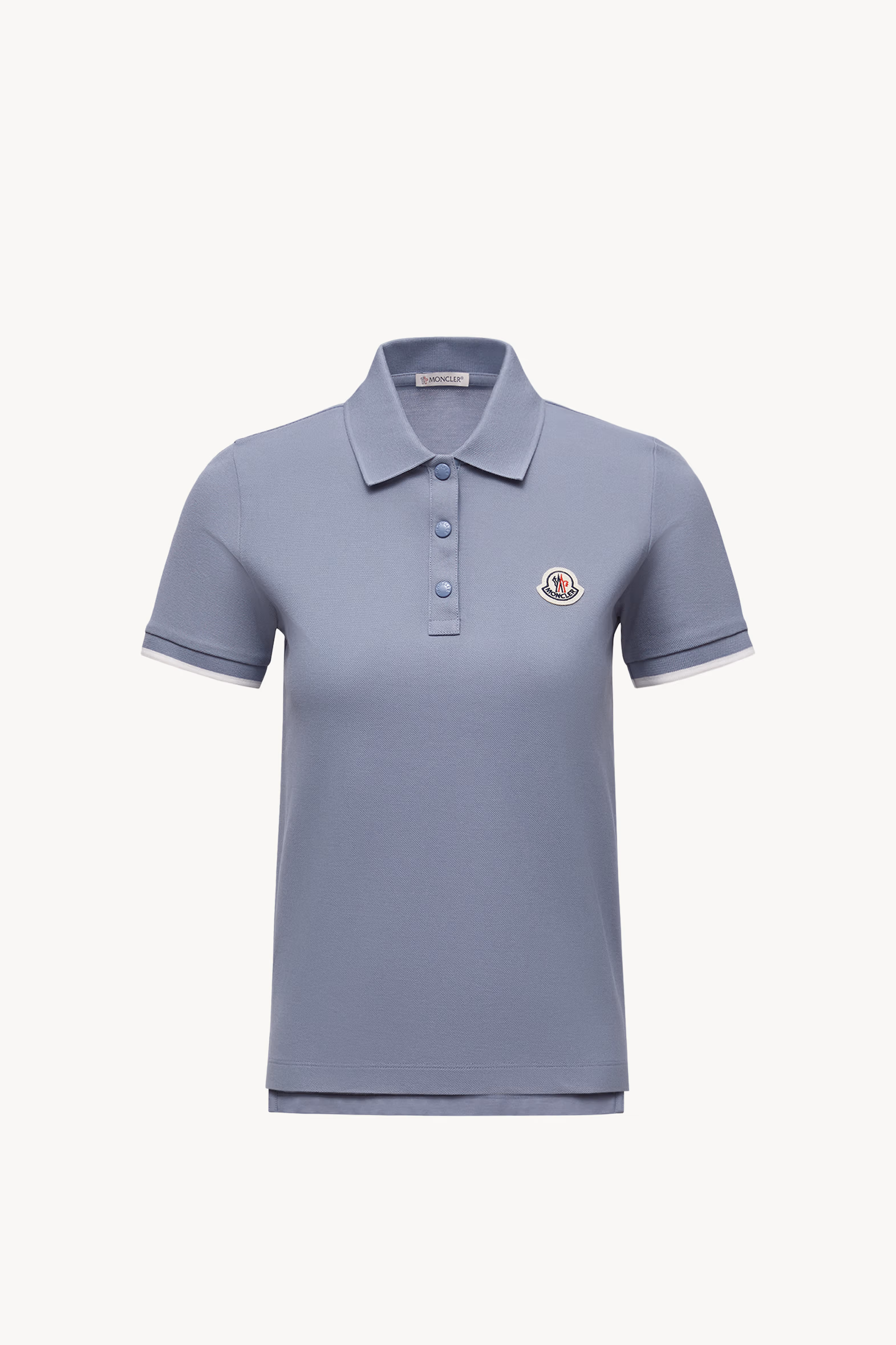 Logo Patch Cotton Piquet Polo Shirt Women Light Blue Moncler 2